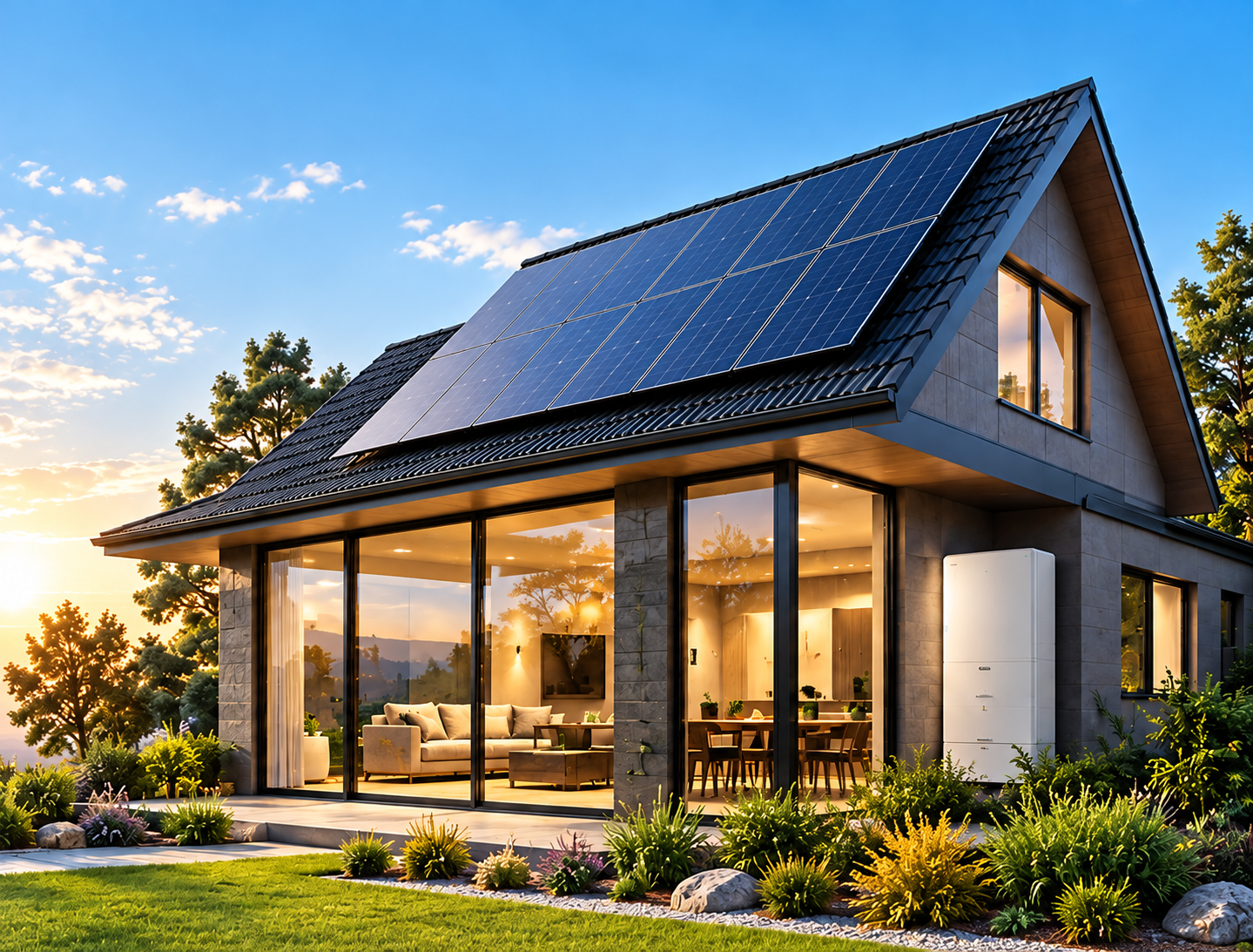 Modern Australian home with rooftop solar panels