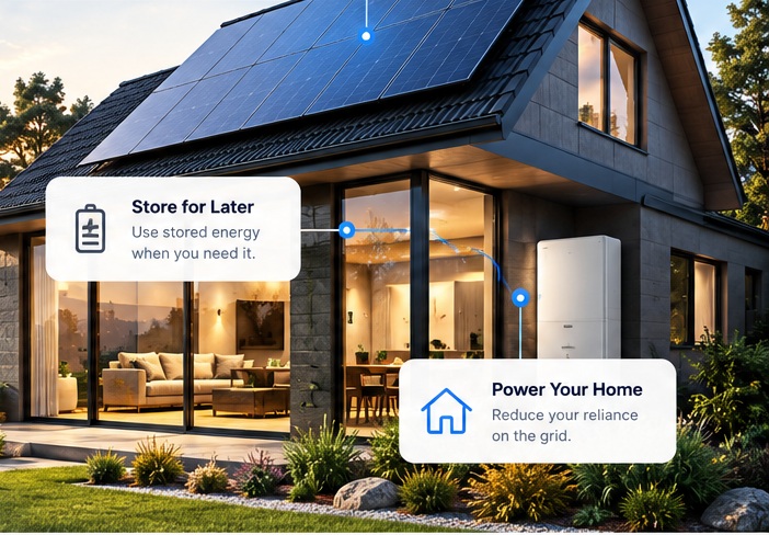 Solar home with battery solution